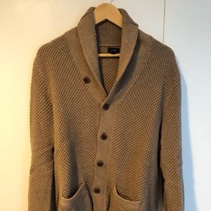 J. Crew Men's Camel Color Knit Cardigan Size Large 100% Cotton
